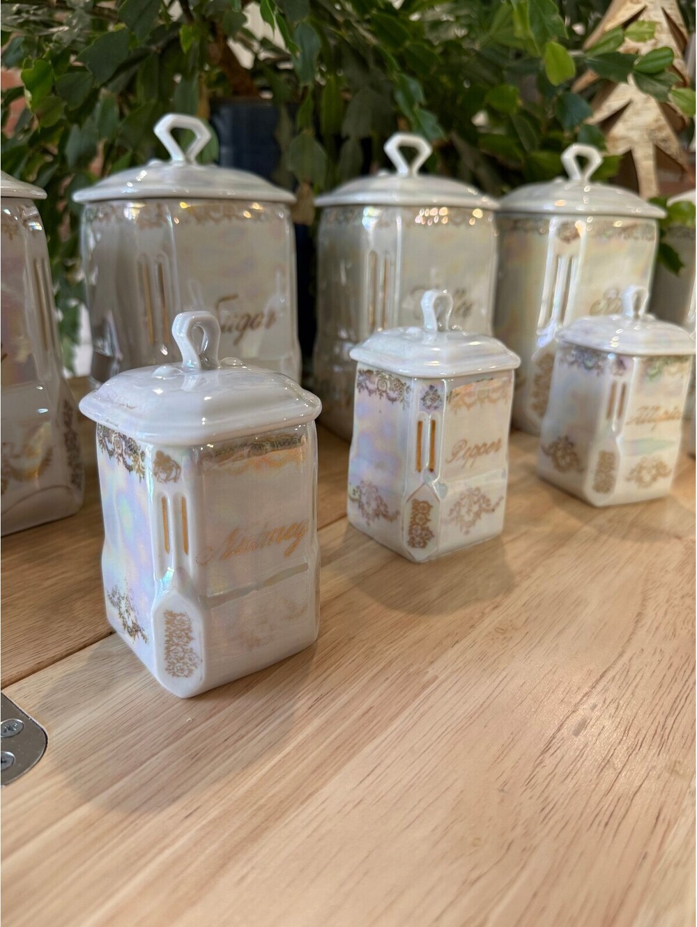 Antique Victoria Czecho-Slovakia Porcelain Kitchen Canisters